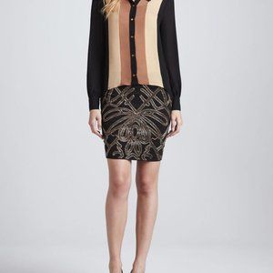 Haute Hippie Beaded Pencil Skirt in Black/Bronze Cocktail $495.00 Size 0 XS
